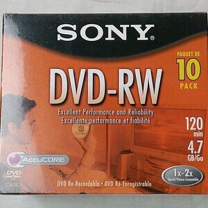 Sony -10 Pack DVD RW Recordable Discs